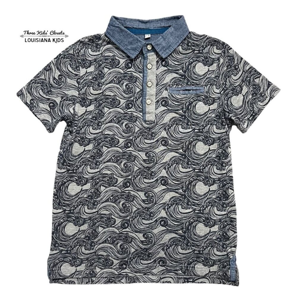 Marks & Spencer 7-8Y Wave Print Polo Shirt